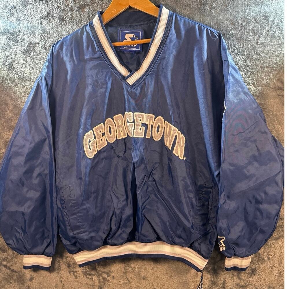 VTG 90s Starter Georgetown Hoyas Pullover Windbreaker Jacket Men’s Medium Navy